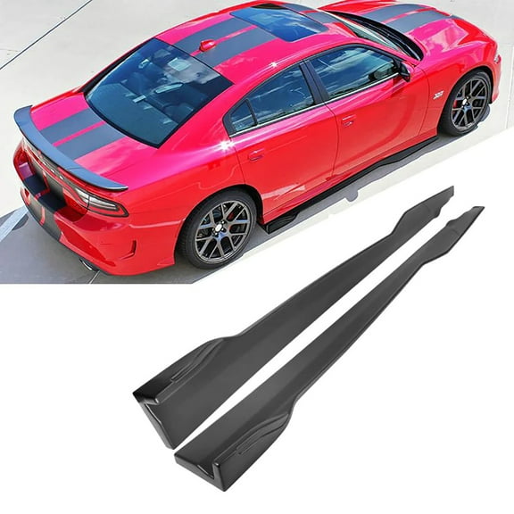 NINTE Side Skirts for 2015-2021 Dodge Charger SRT ABS Rocker Panel Bottom Extension Lips Splitter Matte Black