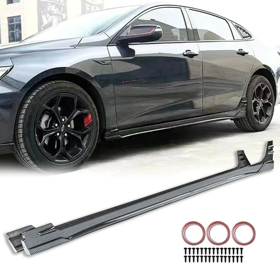 NINTE Side Skirts for 2016-2023 Chevrolet Malibu ABS Rocker Panel Bottom Extension Lips Splitter Carbon Fiber Look