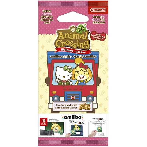 Nintendo Animal Crossing: New Leaf - Welcome Pack Sanrio - Amiibo 6 Card (Multi), Black, 2003266