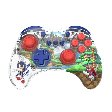 PDP REALMz Wireless Nintendo Switch Pro Controller, Customizable LED, 40 Hour Rechargeable Battery Power, Officially Licensed by Nintendo and SEGA: Sonic Superstars (Sonic Green Hill Zone)