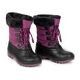 thumbnail image 1 of NIPAXO Kids Snow Boots Waterproof Purple and Black Faux Fur Collar Classic Lace-Up Winter Boots for Boys Girls, 1 of 11