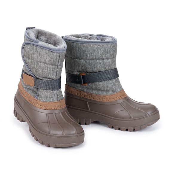 NIPAXO Kids Snow Boots Waterproof Duck Boot Style with Insulated Quilted Upper and Hook-and-Loop Closure Winter Boots for Boys Girs