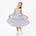 thumbnail image 1 of Girls Summer Boho Maxi Dress, Black and White Floral Tiered Sundress with Ruffle Straps for Toddler & Little Girls (4-5Y), 1 of 7