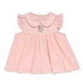 thumbnail image 1 of Girls Baby Doll Dress Peter Pan Collar Tunic Floral Embroidered Sleeveless Blouse Ruffle Cotton Dress for Girls, Pink, Sizes 9-10Y, 1 of 6
