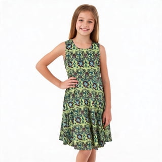 NIPAXO Girls Dress Vintage Floral Smocked Sleeveless Square Neck Tiered Ruffle Hem Cotton Casual Summer Sundress for Toddler Little Kids