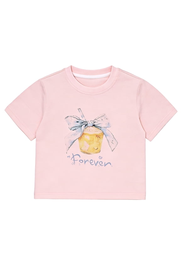 Girls T-Shirt Short Sleeve Cute Cartoon Dog Flower Graphic Crewneck Soft Cotton Blend Pullover Tee Shirt for Girls