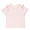 thumbnail image 1 of NIPAXO Girls T-Shirt Flutter Sleeve Cotton Blend Short Sleeve Solid Color Crewneck Tee for Girls, Pink, Sizes 4-5Y, 1 of 6