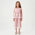 thumbnail image 1 of Girls 2-Piece Outfit Eyelet Lace Sleeveless Tunic and Wide Leg Pants Set for Girls, 1 of 6