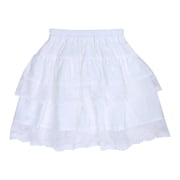 NIPAXO Girls Tiered Skirt Lace Trim Elastic Waist Polka Dot Mesh Casual A-Line Summer White Skirt for Kids and Toddlers,White 4-5Y
