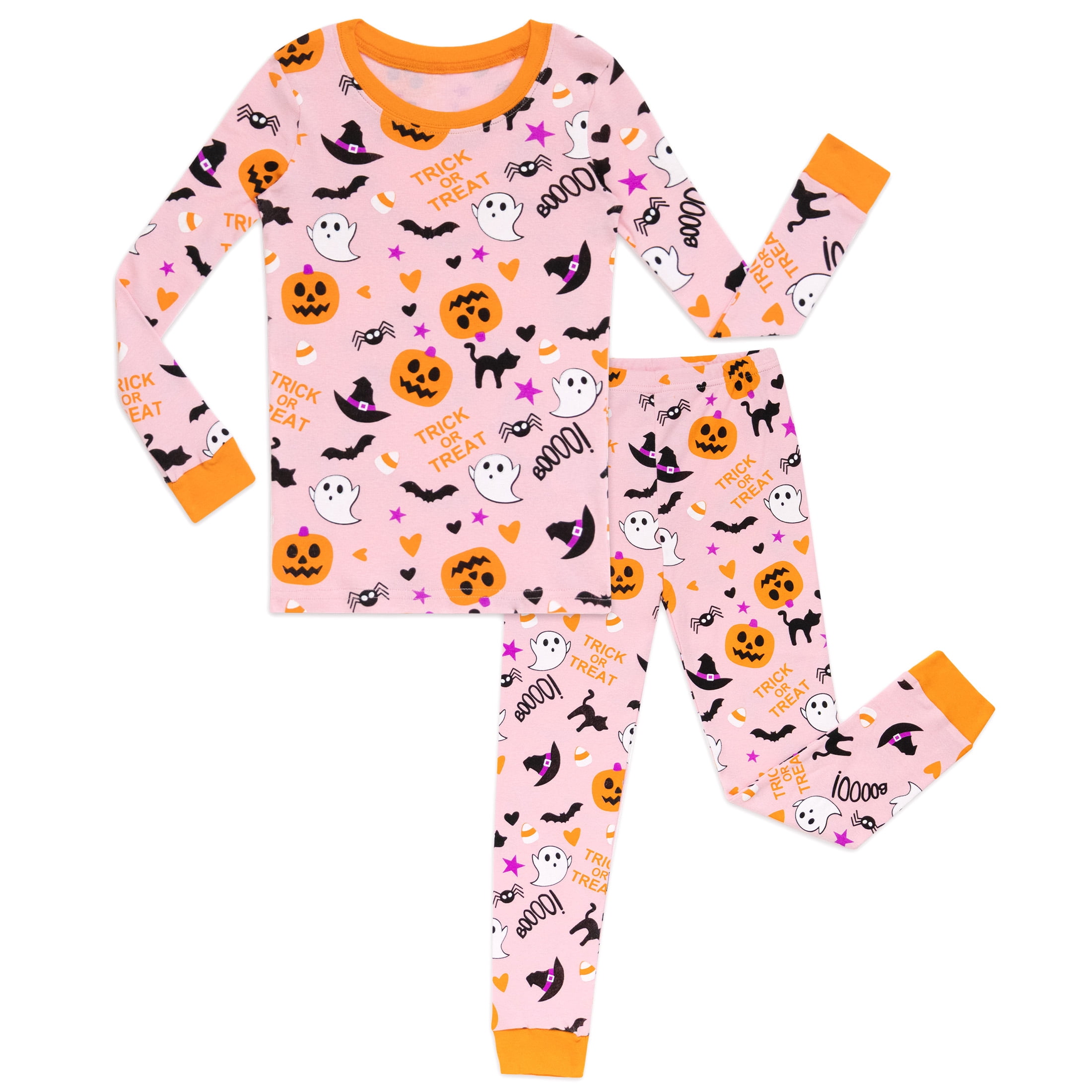NIPAXO Halloween Girls Pajamas Set - Spooky Cute Pink 