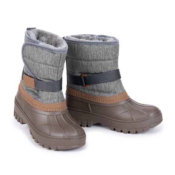 NIPAXO Kids Snow Boots Waterproof Duck Boot Style with Insulated Quilted Upper and Hook-and-Loop Closure Winter Boots for Boys Girs