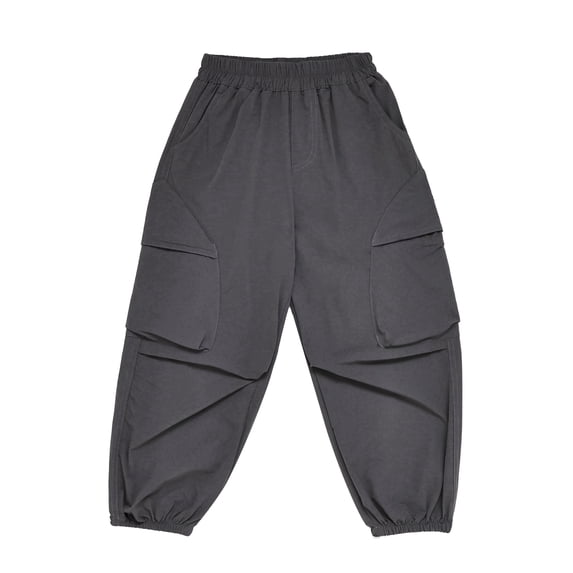 NIPAXO Boys Cargo Pants Relaxed Fit Jogger Trousers with Multi-Pockets Elastic Waist Casual Outdoor Pants for Boys, Black, Sizes 4-5Y