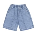thumbnail image 1 of NIPAXO Boys Denim Shorts Elastic Waist Shorts, Light Blue, 4-5Y, 1 of 6