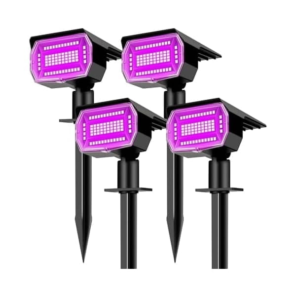 HOVMAP Solar Lights Outdoor 72 LEDs Solar Spot Lights 1500mAh Battery 3 Modes IP67 Waterproof ABS 4 Pack for Garden Yard Pathway, 4Pc Purple light