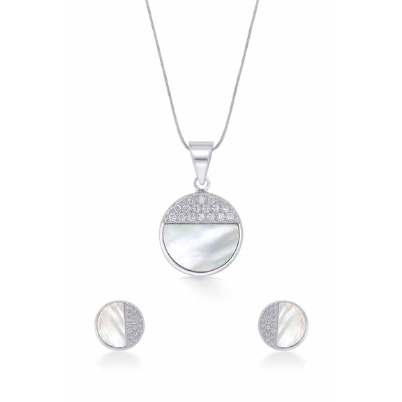 NIPURA Sterling Silver Over the Moon Pendant and Earring Set-Rhodium Plated | Stunning Silver Pendant,Earring Combo for Women | Accessories for Women | Elegant Jewellery Set | Ideal Gift for Women