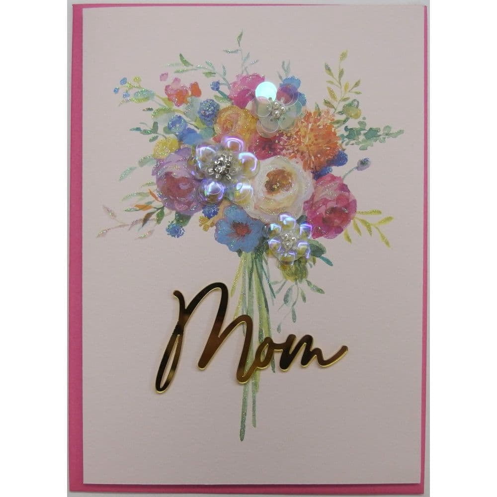 NIQUEA.D Peony On Gold Mother's Day Card - Elegant Floral Greeting Card For Mom, Birthday, Thank You, Special Occasion