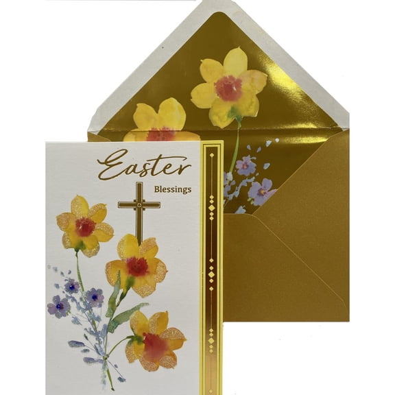 NIQUEA.D, Daffodils and Cross Easter Card