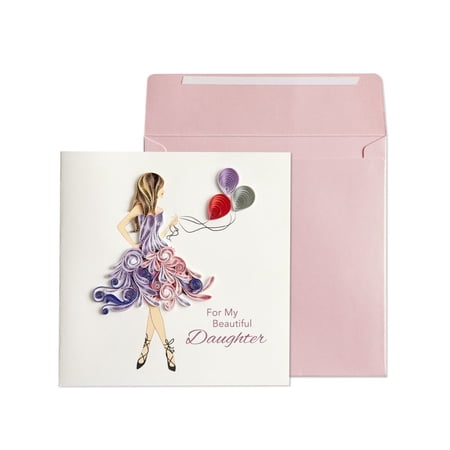 NIQUEA.D, Daughter with Balloons Quilling Birthday Card