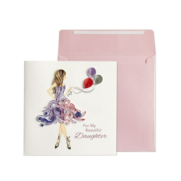 NIQUEA.D, Daughter with Balloons Quilling Birthday Card