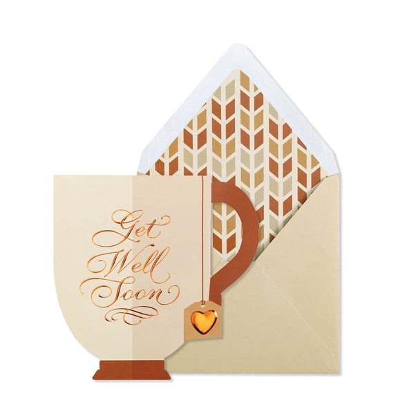 NIQUEA.D, Die Cut Tea Cup Get Well Card