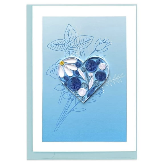 NIQUEA.D, Heart on Blue Quilling Blank Card