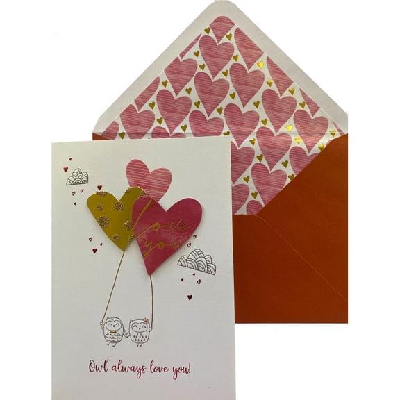 NIQUEA.D, Two Owls with Balloons Valentine's Day Card