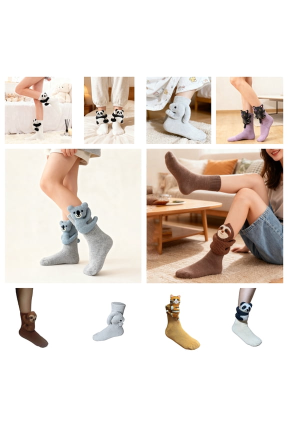 3D Knit Animal Socks,Machine Washable Knit Socks for Men & Women,Various Animal Pattern Designs,Winter Warm Style,Christmas Gift for Women Men,I(2PC)