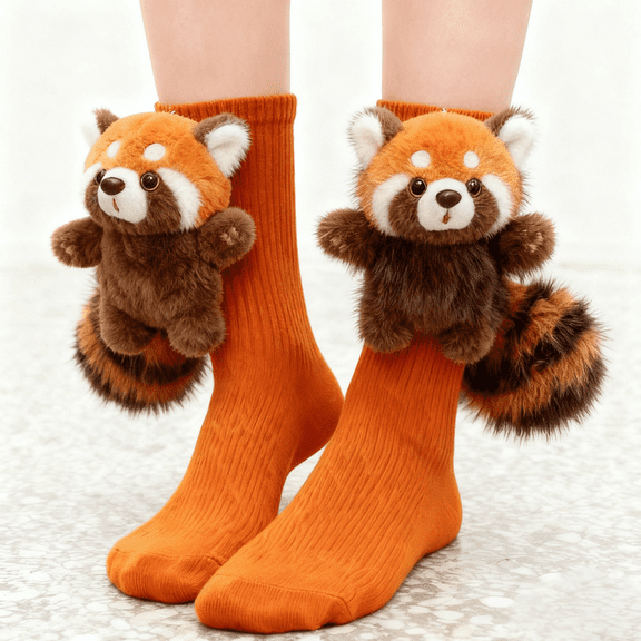 NIRHekf Animal Socks for Women - 3D Knit Animal Fuzzy Socks,Novelty Animal Hug Sock,Hand Crocheted Winter Warm Socks,Fuzzy Socks Gifts