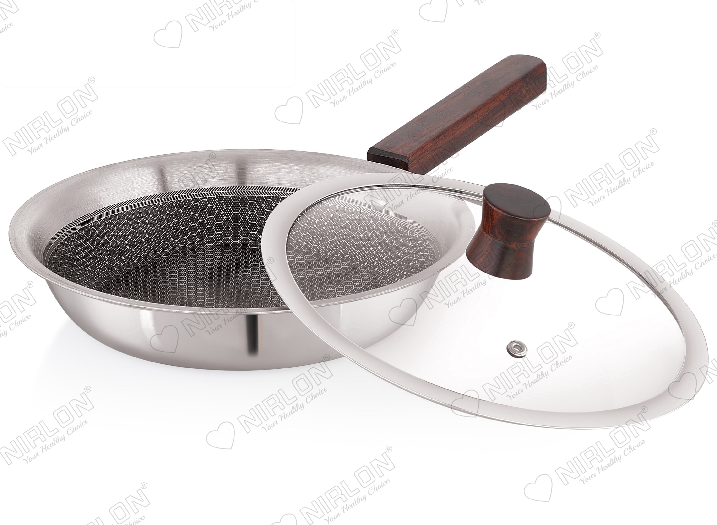 NIRLON Woody Honeycomb Triply Wooden Handle Stainless Steel Cookware ...