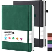 NIRMIRO 2 Pack A4 Lined Notebook, Leather Journal Notebook for Note Taking, with 100GSM Premium Lined Paper, 8.5"x11", Inner Pocket & Elastic Closure, Notepad for School and Office Supplies