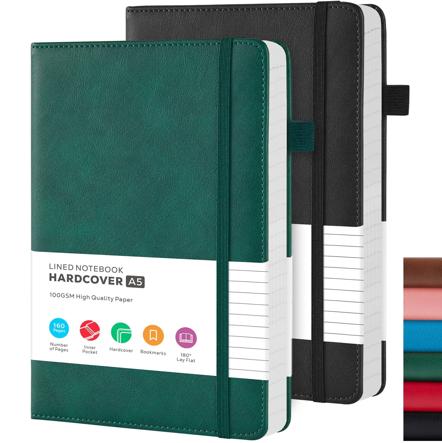Notebook Structure Paper NIRMIRO 2 Pack A5 Hardcover Notebook , Leather Journal Notebook for ...
