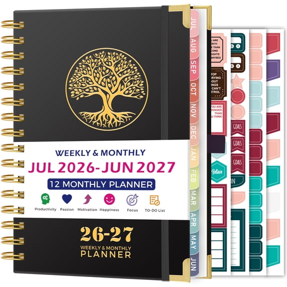 NIRMIRO 2026-2027 Academic Planner, July 2026 to June 2027 Weekly & Monthly Spiral Planner with Tree Cover, 5.7"x8.4", 12 Tabs, To-Do Lists & Notes for Teachers & Students