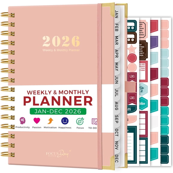 NIRMIRO 2026 Planner: Weekly & Monthly Planner with Ruler, Twin-Wire Binding, Inner Pocket & 4 Stickers, 8.4"x5.7" Agenda Book for Office, School & Daily Planning (Jan 2026 - Dec 2026)