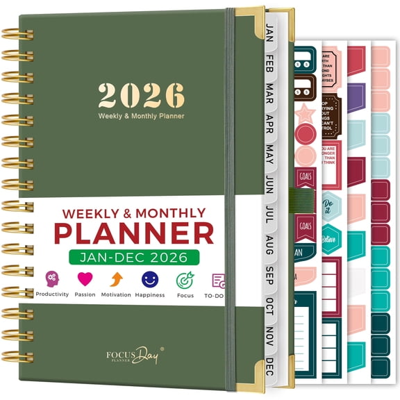 NIRMIRO 2026 Planner: Weekly & Monthly Planner with Ruler, Twin-Wire Binding, Inner Pocket & 4 Stickers, 8.4"x5.7" Agenda Book for Office, School & Daily Planning (Jan 2026 - Dec 2026)