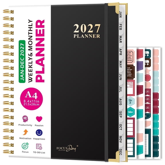 NIRMIRO 2027 Planner, 8.5" x 11", Jan 2027 - Dec 2027 Hardcover Large Weekly and Monthly Planner with Inner Pocket, 12 Monthly Tabs, Perfect for Office School Supplies