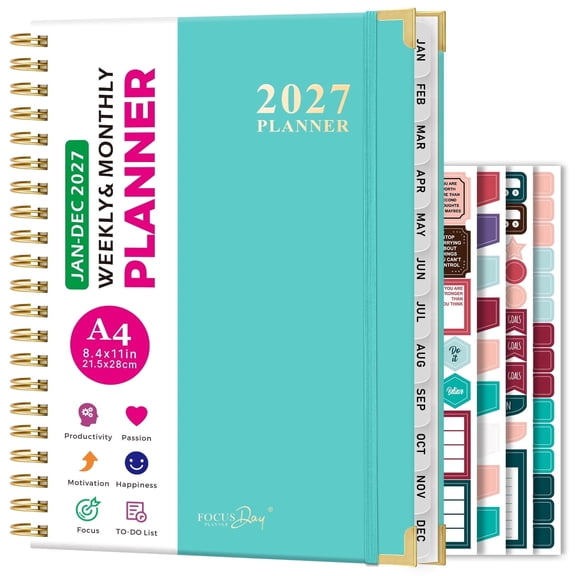 NIRMIRO 2027 Planner, 8.5" x 11", Jan 2027 - Dec 2027 Hardcover Large Weekly and Monthly Planner with Inner Pocket, 12 Monthly Tabs, Perfect for Office School Supplies