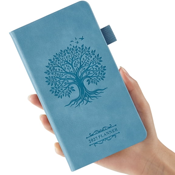 NIRMIRO 2027 Pocket Planner Weekly & Monthly, A6 Small Agenda (Jan. - Dec. 2027) for Purse, with Inner Pocket, 3.8" x 7" Leather Hardcover Calendar Planner for Goal Tracking