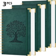 NIRMIRO 3-Pack A5 Spiral Notebook, 5.7"x8.4" Hardcover Lined Journal, 300 Pages 100GSM Thick Paper, Inner Pocket, Double Spiral Binding, Tree Embossed Cover for Note Taking