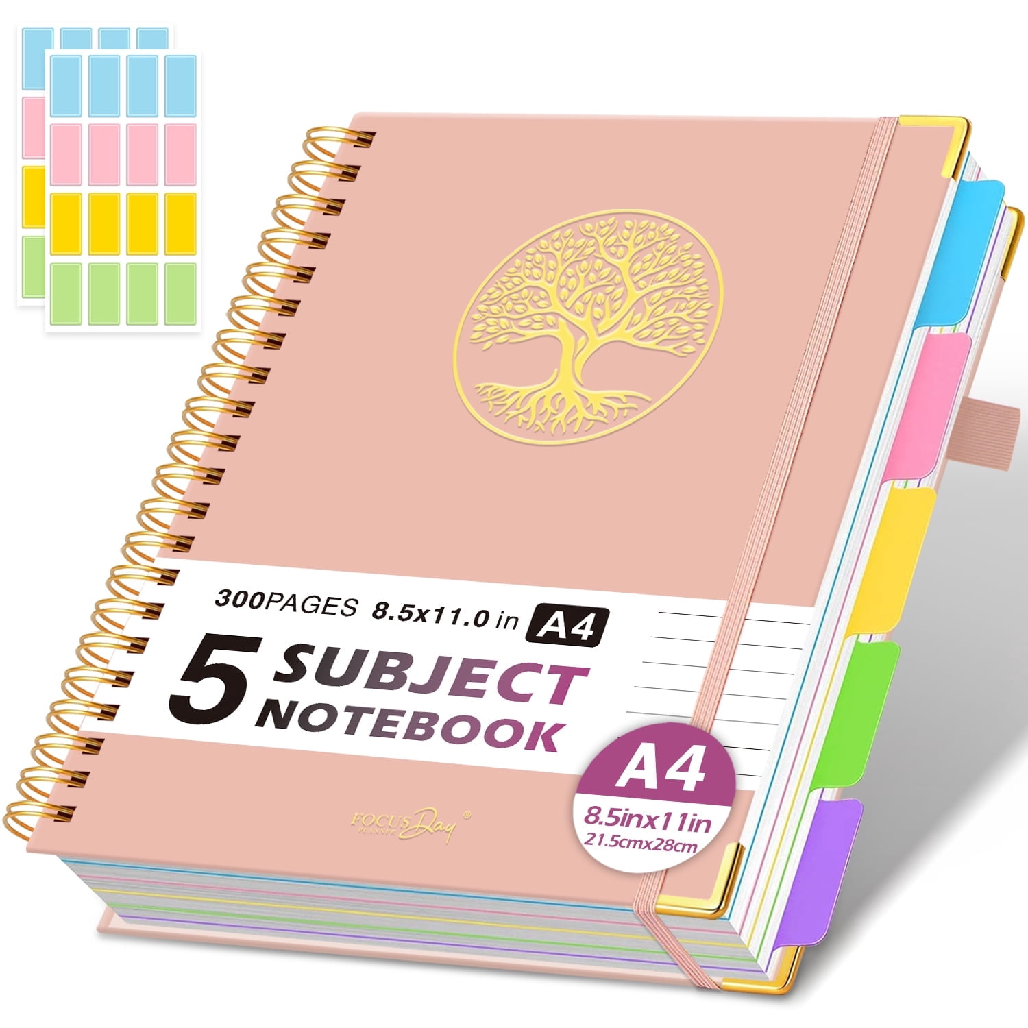 NIRMIRO A4 5-Subject Spiral Notebook, 8.5