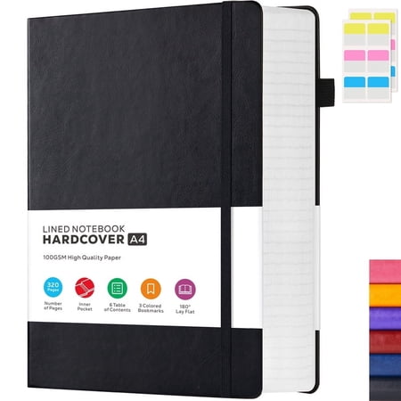 NIRMIRO A4 Hardcover Notebook: Large 8.5"x11" College Ruled Journal with 320 Pages, 100GSM Thick Paper, Leather Lined Cover for Work, School, Study, Writing & Business