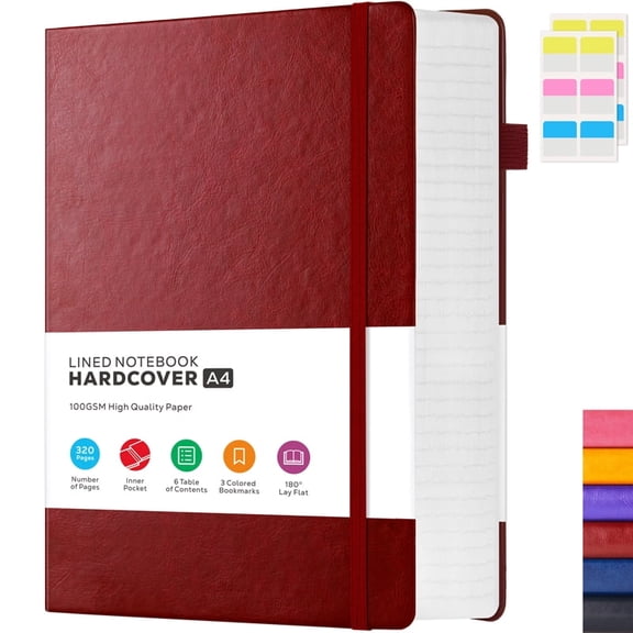 NIRMIRO A4 Hardcover Notebook: Large 8.5"x11" College Ruled Journal with 320 Pages, 100GSM Thick Paper, Leather Lined Cover for Work, School, Study, Writing & Business
