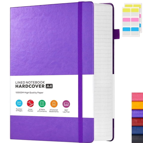 NIRMIRO A4 Hardcover Notebook: Large 8.5"x11" College Ruled Journal with 320 Pages, 100GSM Thick Paper, Leather Lined Cover for Work, School, Study, Writing & Business