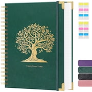 NIRMIRO A4 Spiral Notebook, 8.5"x11" Hardcover Journal with Golden Tree Embossed Cover, 300 Pages 100GSM Thick Paper, Double Spiral Binding & Inner Pocket