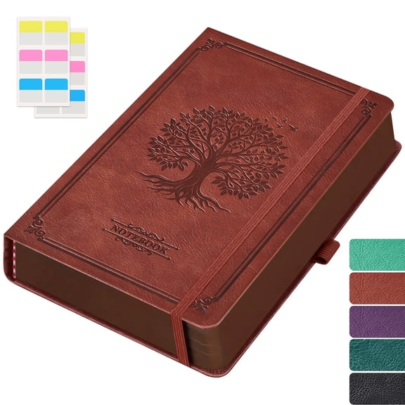 NIRMIRO A5 Hardcover Journal Notebook - 8.4"x5.7" Vintage Leather Tree Embossed Cover, 320 Pages with 100 GSM Thick Paper, Inner Pocket, Lined Notebook for Writing (Women & Men)