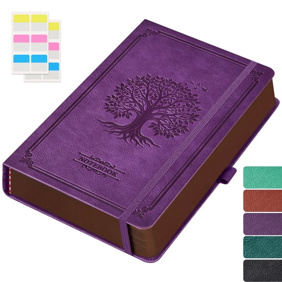 NIRMIRO A5 Hardcover Journal Notebook - 8.4"x5.7" Vintage Leather Tree Embossed Cover, 320 Pages with 100 GSM Thick Paper, Inner Pocket, Lined Notebook for Writing (Women & Men)