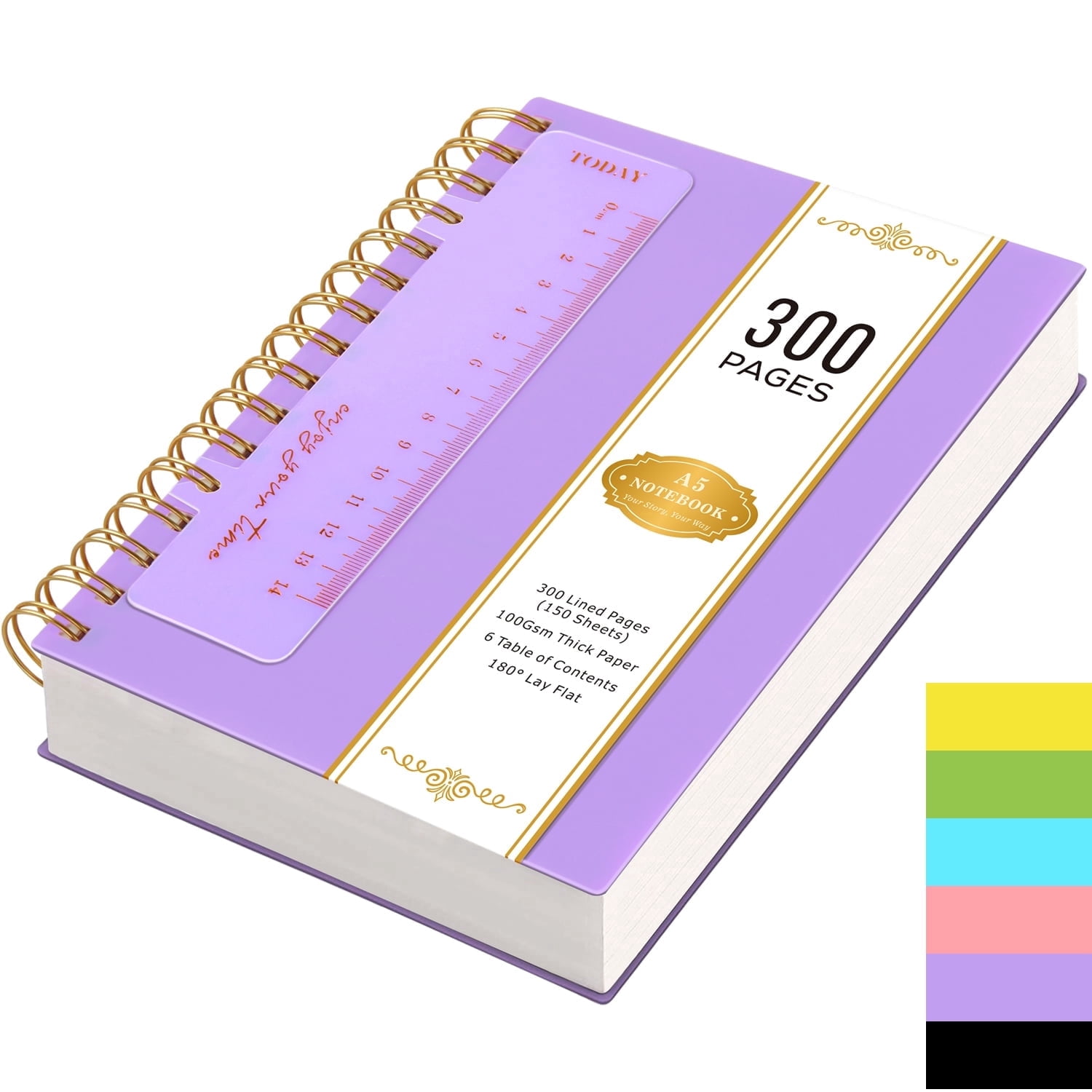 NIRMIRO A5 Spiral Notebook for Writing, 5.7”x8.4” Waterproof PVC Cover ...