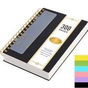 NIRMIRO A5 Spiral Notebook for Writing, 5.7 x8.4  Waterproof PVC Cover Notepad with Bookmark Ruler, 300 Pages of 100gsm No-Bleed College Ruled Paper for Office, Work & Note-Taking