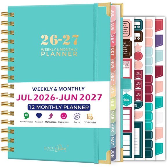 NIRMIRO Academic Planner 2026-2027, July 2026 to June 2027 Weekly & Monthly Planner with Ruler, 12 Monthly Tabs & 4 Stickers, 5.7"x8.4" Daily Organizer for School, Teachers & Students