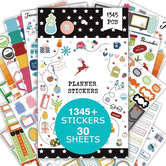 Nirmiro Decorative Planner Stickers, 28 Sheets with 1300+ Functional Stickers for Calendar, Journal & Planning, Includes Seasonal & Themed Designs