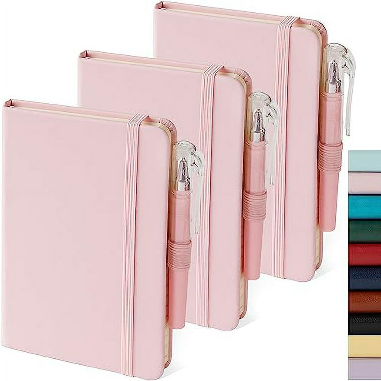 NIRMIRO Small Notebook Journal with Pen, 3 Pack Mini Pocket Size Pink  Journals Notebooks Bulk for Women Work School Writing Note Taking